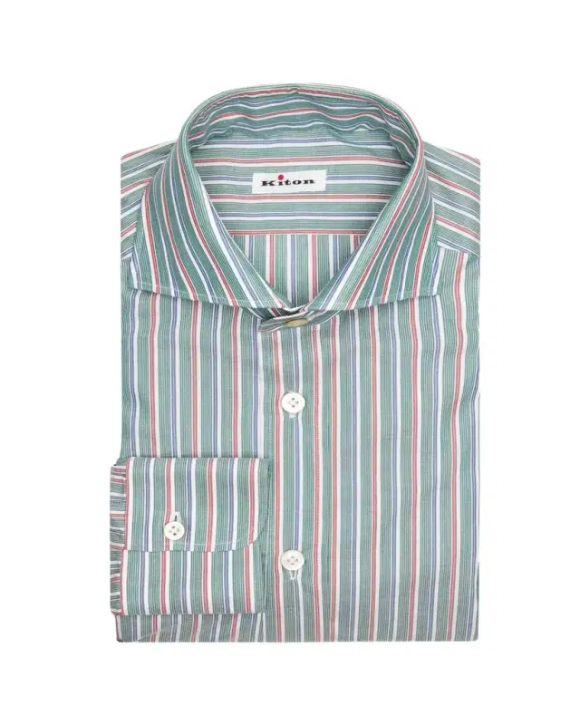 Kiton Men's Variegated Stripe Cotton Dress Shirt