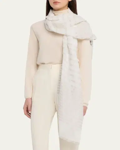 Giorgio Armani Striped Linen-Cotton Jacquard Stole, 80" x 28" | Thumbnail 3 Giorgio Armani Striped Linen-Cotton Jacquard Stole, 80" x 28" | Thumbnail 3