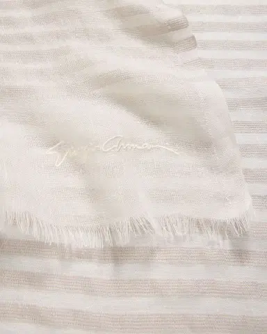 Giorgio Armani Striped Linen-Cotton Jacquard Stole, 80" x 28" | Thumbnail 7 Giorgio Armani Striped Linen-Cotton Jacquard Stole, 80" x 28" | Thumbnail 7