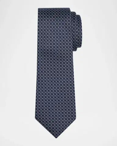 Giorgio Armani Men's Micro-Geometric Circle Silk Tie | Thumbnail 2