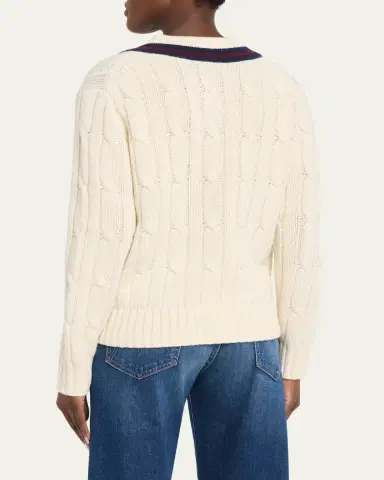 Nili Lotan Fabiana Cable-Knit V-Neck Sweater | Thumbnail 3 Nili Lotan Fabiana Cable-Knit V-Neck Sweater | Thumbnail 3