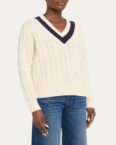 Nili Lotan Fabiana Cable-Knit V-Neck Sweater | Thumbnail 4 Nili Lotan Fabiana Cable-Knit V-Neck Sweater | Thumbnail 4