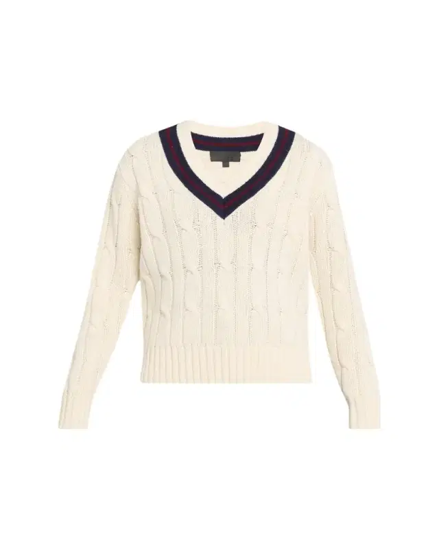 Fabiana Cable-Knit V-Neck Sweater