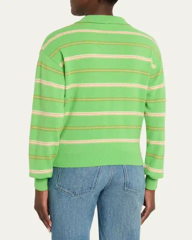 Guest in Residence Collegiate Striped Cashmere Polo | Thumbnail 3 Guest in Residence Collegiate Striped Cashmere Polo | Thumbnail 3