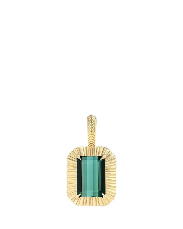 Rectangular Green Tourmaline Fluted Charm