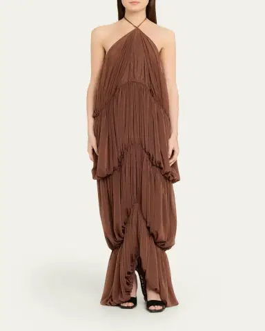 Ronny Kobo Bia Draped Halter Column Maxi Dress | Thumbnail 2 Ronny Kobo Bia Draped Halter Column Maxi Dress | Thumbnail 2