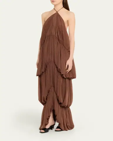Ronny Kobo Bia Draped Halter Column Maxi Dress | Thumbnail 4 Ronny Kobo Bia Draped Halter Column Maxi Dress | Thumbnail 4