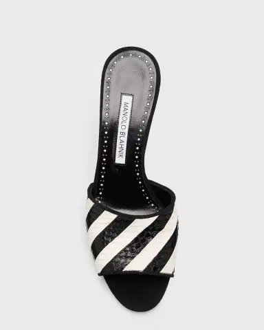 Manolo Blahnik 90mm Larache Striped Embossed Leather Mule Sandals | Thumbnail 6 Manolo Blahnik 90mm Larache Striped Embossed Leather Mule Sandals | Thumbnail 6