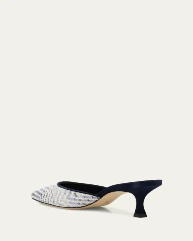 Manolo Blahnik Carolyne Metallic Woven Kitten-Heel Mules | Thumbnail 4 Manolo Blahnik Carolyne Metallic Woven Kitten-Heel Mules | Thumbnail 4