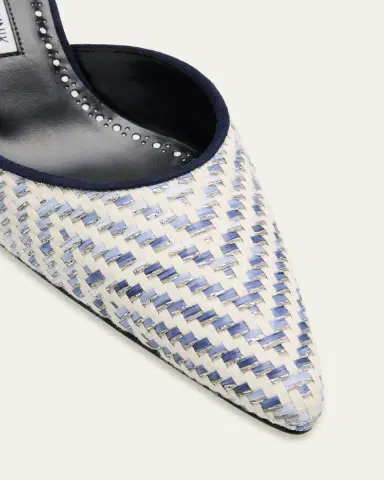 Manolo Blahnik Carolyne Metallic Woven Kitten-Heel Mules | Thumbnail 5 Manolo Blahnik Carolyne Metallic Woven Kitten-Heel Mules | Thumbnail 5