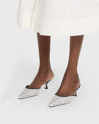 Manolo Blahnik Carolyne Metallic Woven Kitten-Heel Mules | Thumbnail 6 Manolo Blahnik Carolyne Metallic Woven Kitten-Heel Mules | Thumbnail 6