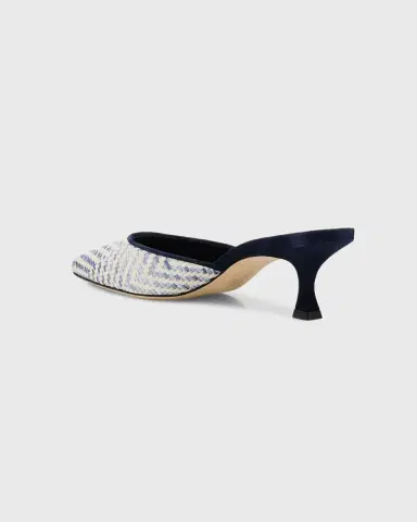 Manolo Blahnik Carolyne Metallic Woven Kitten-Heel Mules | Thumbnail 8 Manolo Blahnik Carolyne Metallic Woven Kitten-Heel Mules | Thumbnail 8