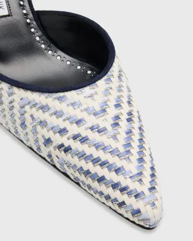 Manolo Blahnik Carolyne Metallic Woven Kitten-Heel Mules | Thumbnail 9 Manolo Blahnik Carolyne Metallic Woven Kitten-Heel Mules | Thumbnail 9