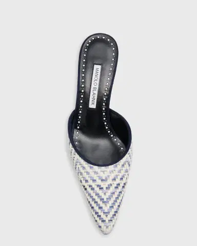 Manolo Blahnik Carolyne Metallic Woven Kitten-Heel Mules | Thumbnail 10 Manolo Blahnik Carolyne Metallic Woven Kitten-Heel Mules | Thumbnail 10