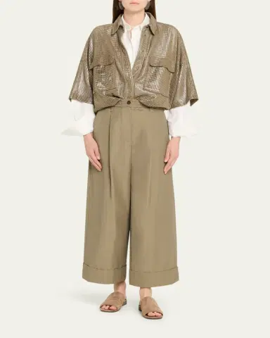 Brunello Cucinelli Laminated Perforated Leather Utility Shirt | Thumbnail 2 Brunello Cucinelli Laminated Perforated Leather Utility Shirt | Thumbnail 2