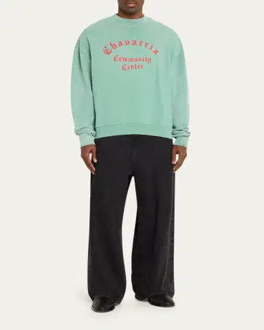 Willy Chavarria Men's Hooligan Cotton Crewneck Sweater | Thumbnail 2 Willy Chavarria Men's Hooligan Cotton Crewneck Sweater | Thumbnail 2