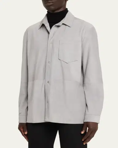 Kiton Men's Cotton Snap-Placket Shirt Jacket | Thumbnail 4 Kiton Men's Cotton Snap-Placket Shirt Jacket | Thumbnail 4
