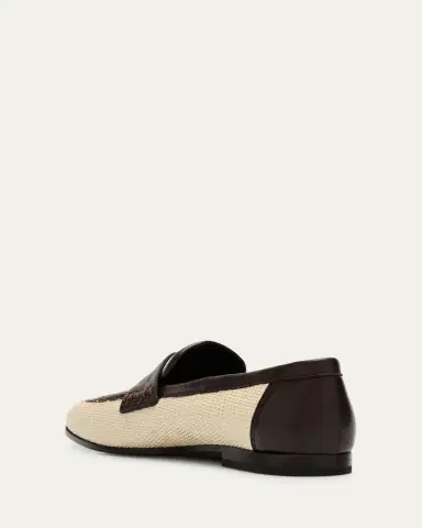 Brunello Cucinelli Micro Raffia and Leather Penny Loafers | Thumbnail 4 Brunello Cucinelli Micro Raffia and Leather Penny Loafers | Thumbnail 4