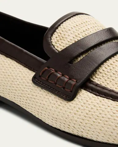 Brunello Cucinelli Micro Raffia and Leather Penny Loafers | Thumbnail 5 Brunello Cucinelli Micro Raffia and Leather Penny Loafers | Thumbnail 5