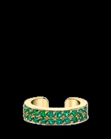 Anita Ko 18K Yellow Gold Two Row Emerald Ear Cuff, Single | Thumbnail 2 Anita Ko 18K Yellow Gold Two Row Emerald Ear Cuff, Single | Thumbnail 2
