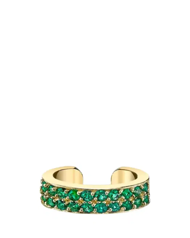 Anita Ko 18K Yellow Gold Two Row Emerald Ear Cuff, Single