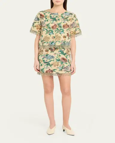 Kobi Halperin Celia Floral Fringe Cotton-Blend Miniskirt | Thumbnail 2 Kobi Halperin Celia Floral Fringe Cotton-Blend Miniskirt | Thumbnail 2