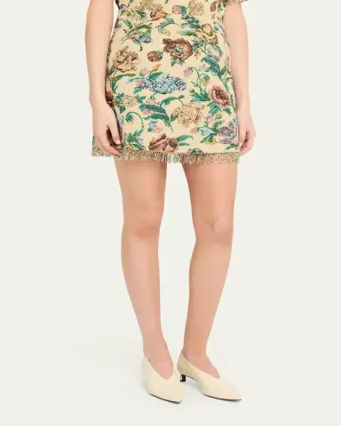 Kobi Halperin Celia Floral Fringe Cotton-Blend Miniskirt | Thumbnail 4 Kobi Halperin Celia Floral Fringe Cotton-Blend Miniskirt | Thumbnail 4