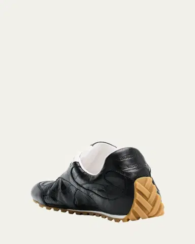 Bottega Veneta Men's Crinkle Leather Intreccio-Sole Low-Top Sneakers | Thumbnail 2 Bottega Veneta Men's Crinkle Leather Intreccio-Sole Low-Top Sneakers | Thumbnail 2