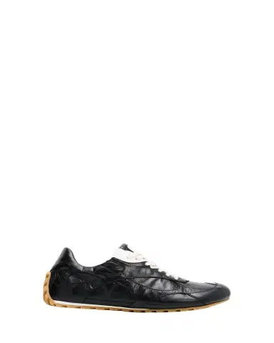 Bottega Veneta Men's Crinkle Leather Intreccio-Sole Low-Top Sneakers | Thumbnail 1 Bottega Veneta Men's Crinkle Leather Intreccio-Sole Low-Top Sneakers | Thumbnail 1