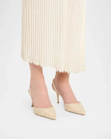 Manolo Blahnik 50mm Carolyne Woven Kitten-Heel Halter Pumps | Thumbnail 6 Manolo Blahnik 50mm Carolyne Woven Kitten-Heel Halter Pumps | Thumbnail 6