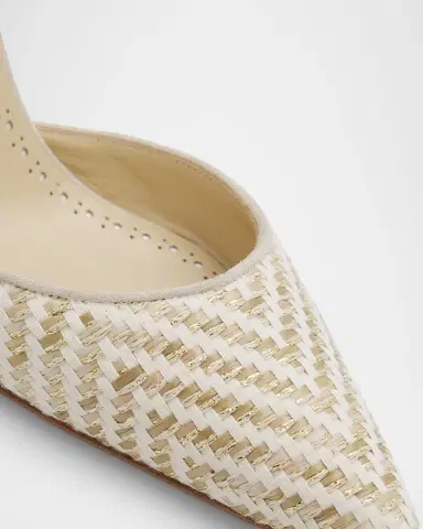 Manolo Blahnik 50mm Carolyne Woven Kitten-Heel Halter Pumps | Thumbnail 9 Manolo Blahnik 50mm Carolyne Woven Kitten-Heel Halter Pumps | Thumbnail 9