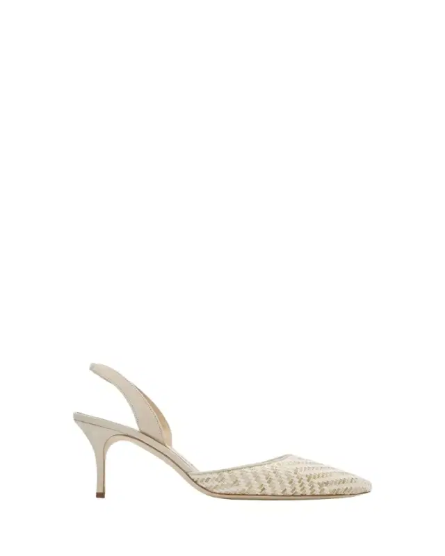 50mm Carolyne Woven Kitten-Heel Halter Pumps