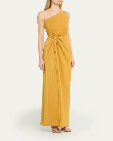 Chiara Boni La Petite Robe Otsu One-Shoulder Shimmer Jersey Gown | Thumbnail 4
