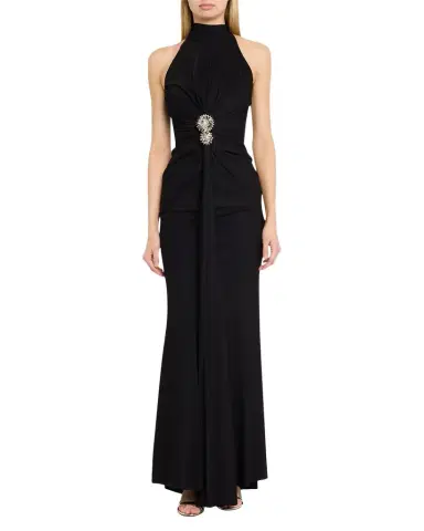 Chiara Boni La Petite Robe Nitsa Floral-Embellished Halter Column Gown | Thumbnail 1
