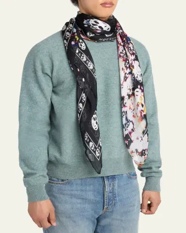 Alexander McQueen Men's Skull Confetti Silk Scarf | Thumbnail 3