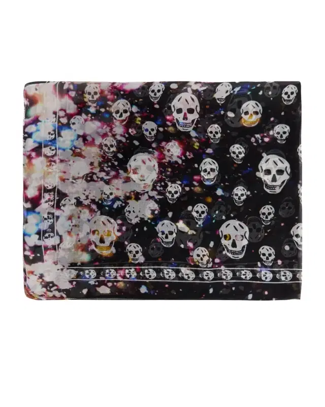 McQueen Men's Skull Confetti Silk Scarf