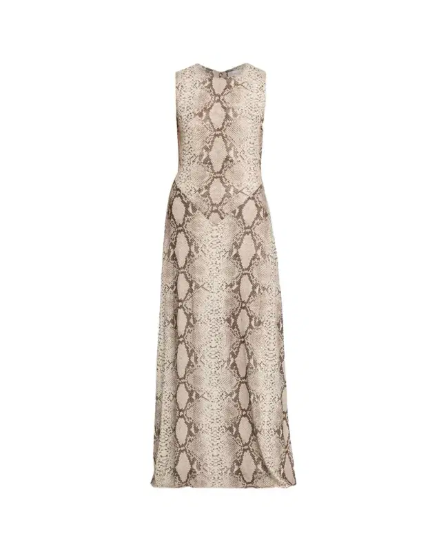 Uzina Sleeveless Python-Print Maxi Dress