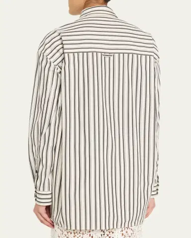 Maria McManus Striped Cotton Sateen A-Line Tunic Shirt | Thumbnail 3
