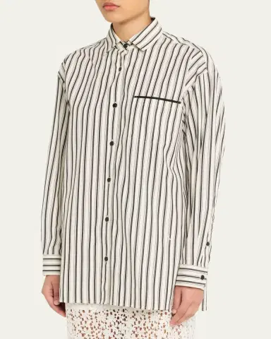 Maria McManus Striped Cotton Sateen A-Line Tunic Shirt | Thumbnail 4