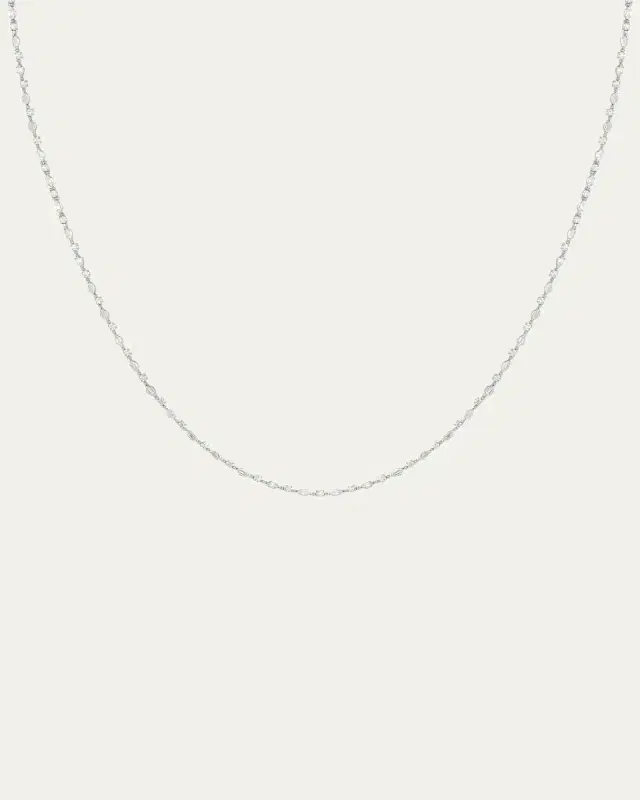 18K White Gold Hex Diamond Necklace, 17"L