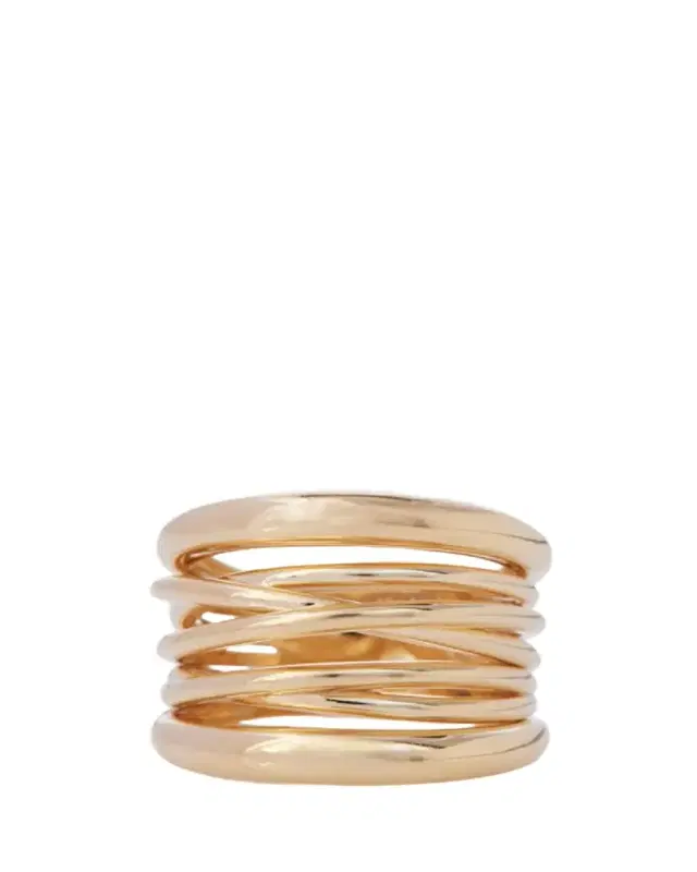 SIDNEY GARBER 18K Yellow Gold Scribble Band Ring with Polished Finish