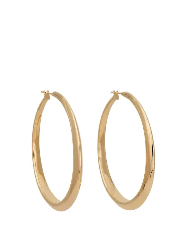 18K Yellow Gold Oval Hoop Earrings