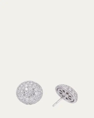 SIDNEY GARBER 18K White Gold Pave Large Button Earrings with Diamonds | Thumbnail 2 SIDNEY GARBER 18K White Gold Pave Large Button Earrings with Diamonds | Thumbnail 2