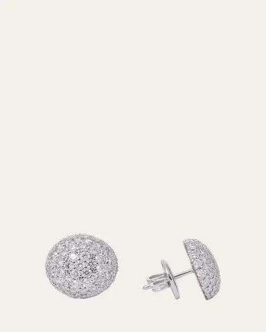 SIDNEY GARBER 18K White Gold Pave Large Button Earrings with Diamonds | Thumbnail 3 SIDNEY GARBER 18K White Gold Pave Large Button Earrings with Diamonds | Thumbnail 3