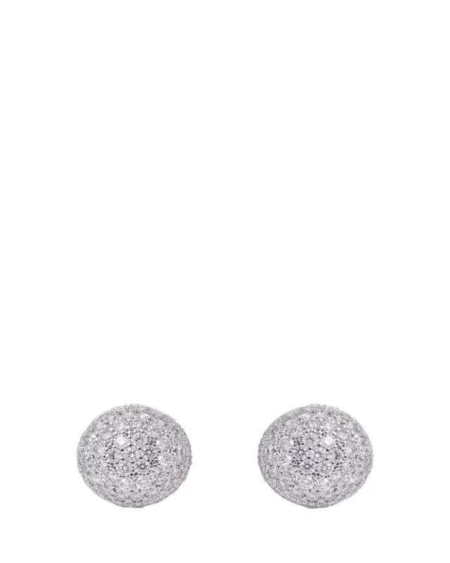 SIDNEY GARBER 18K White Gold Pave Large Button Earrings with Diamonds