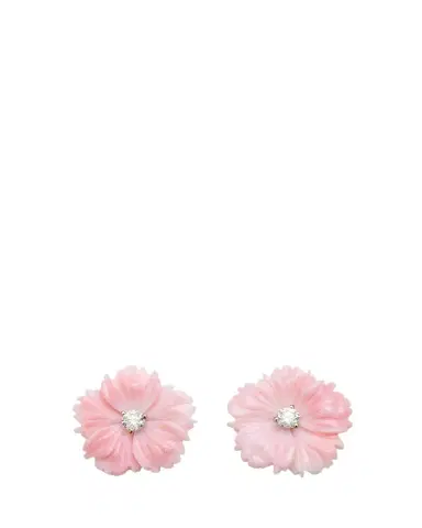 Paul Morelli 18mm Conch Flower Stud Earrings with Diamonds | Thumbnail 1