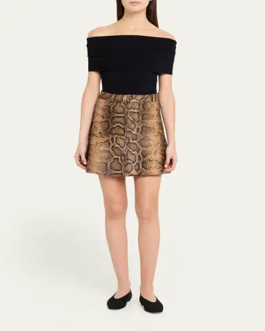 Kobi Halperin Addie Snake Leather A-Line Miniskirt | Thumbnail 2 Kobi Halperin Addie Snake Leather A-Line Miniskirt | Thumbnail 2