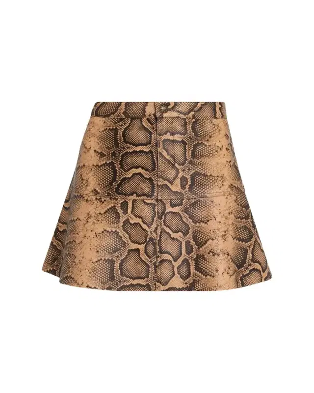 Addie Snake Leather A-Line Miniskirt