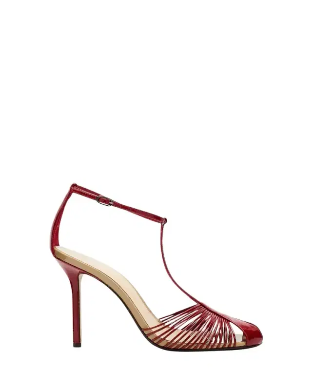 100mm Serena Leather T-Strap Sandals