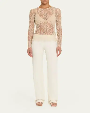 Kobi Halperin Fallon Scalloped Eyelash-Fringe Lace Blouse | Thumbnail 2
